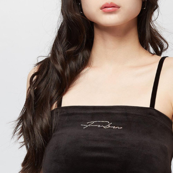 FUBU Γυναικεία αμάνικη μπλούζα Signature Rhinestone Velours Top